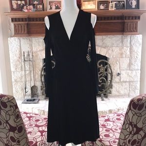 Black Halston wrap dress w/ open shoulder Sz-S/P